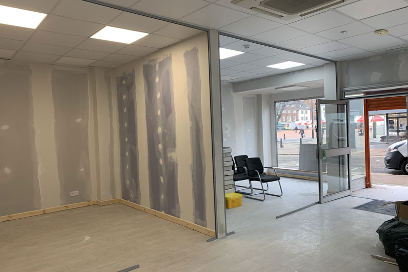 work starts on the glass partitioning